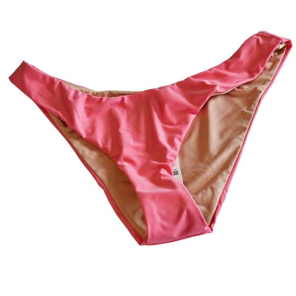 J Crew Curved Waist Cheeky Bikini Bottom Pink Women's Medium Swim Beach Pool - Picture 1 of 5